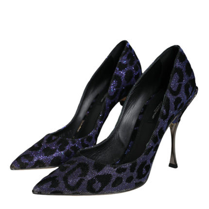 Violet Leopard Lurex High Heels Pumps Shoes