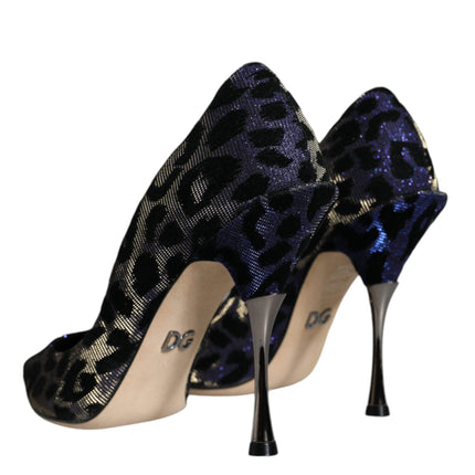 Violet Leopard Lurex High Heels Pumps Shoes