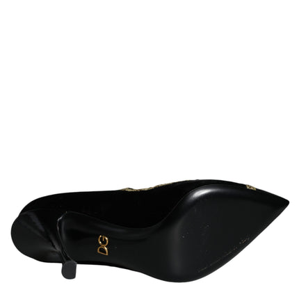 Black Mary Janes Velvet Gold Pumps Shoes