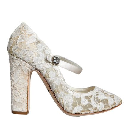 White Lace Crystals Heels Sandals Shoes