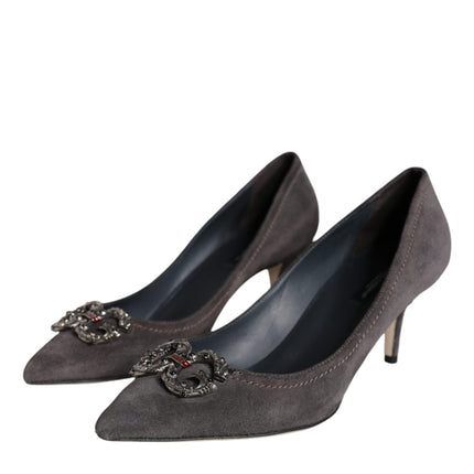 Gray Amore Suede Bellucci Heels Pumps Shoes