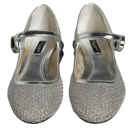 Silver Mesh Crystal Mary Jane Pumps Shoes