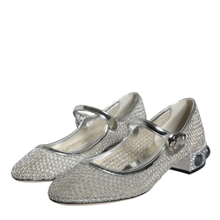 Silver Mesh Crystal Mary Jane Pumps Shoes