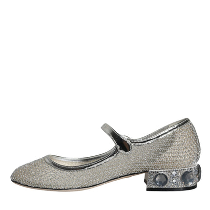 Silver Mesh Crystal Mary Jane Pumps Shoes