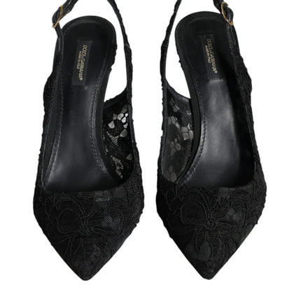 Black Taormina Lace Bellucci Slingbacks Shoes