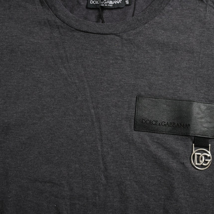 Gray Cotton Logo Short Sleeve T-shirt