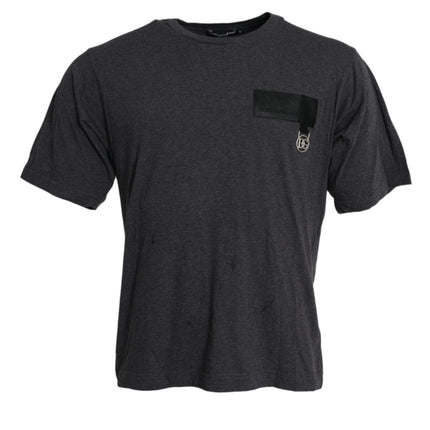 Gray Cotton Logo Short Sleeve T-shirt