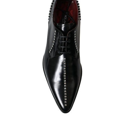 Black Leather Crystal Dress Formal Shoes