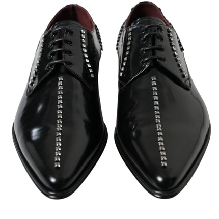 Black Leather Crystal Dress Formal Shoes