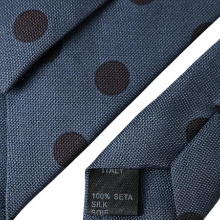 Blue Black Silk Polka Dot Adjustable Men Tie