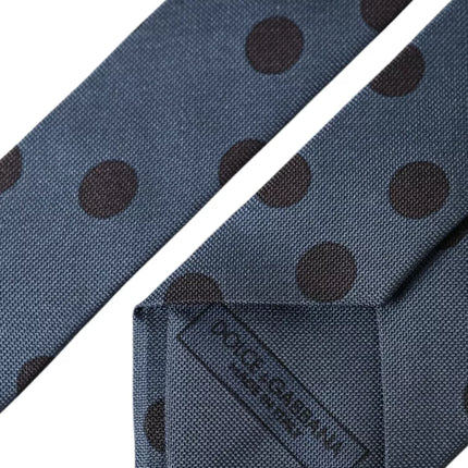 Blue Black Silk Polka Dot Adjustable Men Tie