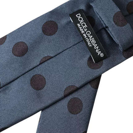 Blue Black Silk Polka Dot Adjustable Men Tie