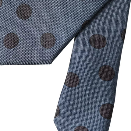 Blue Black Silk Polka Dot Adjustable Men Tie