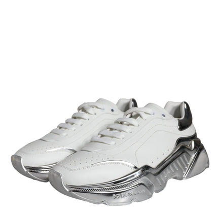 White Silver Daymaster Leather Sneakers Shoes