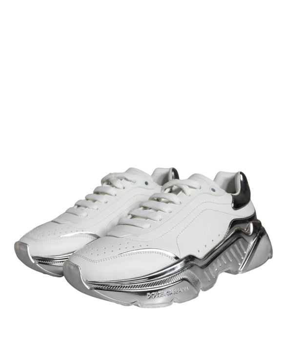 White Silver Daymaster Leather Sneakers Shoes