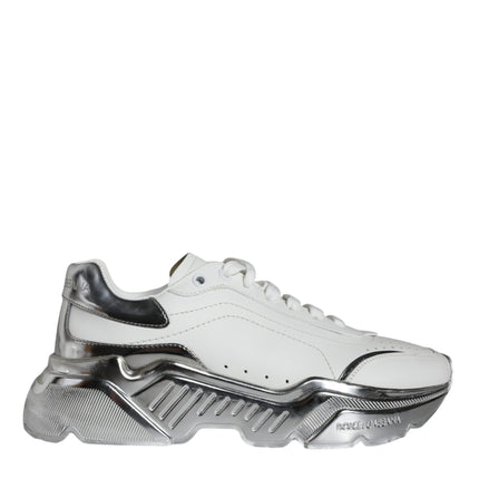 White Silver Daymaster Leather Sneakers Shoes