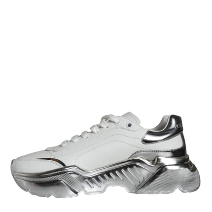 White Silver Daymaster Leather Sneakers Shoes