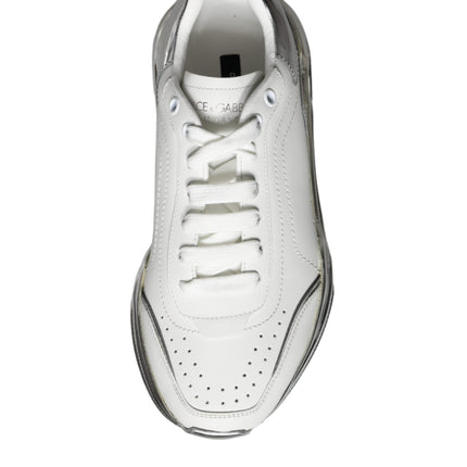 White Silver Daymaster Leather Sneakers Shoes