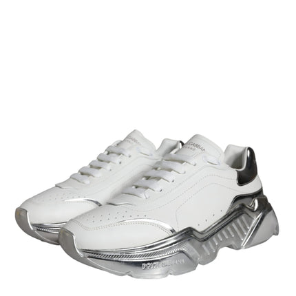 White Silver Daymaster Leather Sneakers Shoes