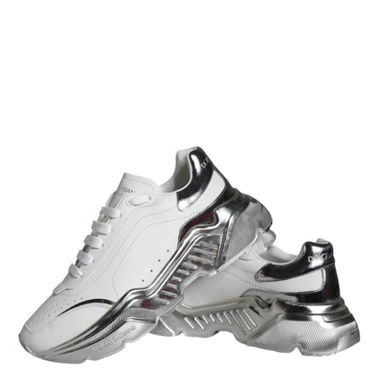 White Silver Daymaster Leather Sneakers Shoes