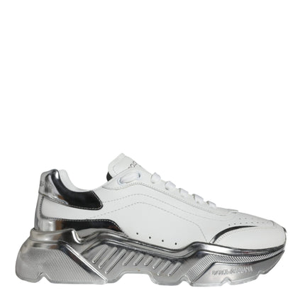 White Silver Daymaster Leather Sneakers Shoes