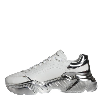 White Silver Daymaster Leather Sneakers Shoes