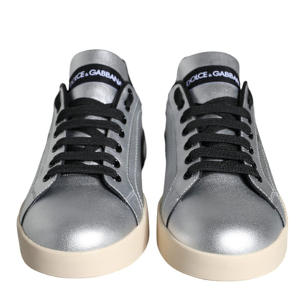 Silver Portofino Calf Leather Sneakers Shoes