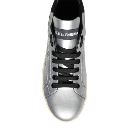 Silver Portofino Calf Leather Sneakers Shoes