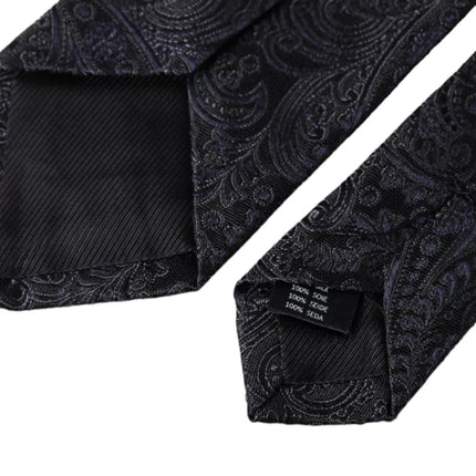 Black Patterned 100% Silk Adjustable Men Tie