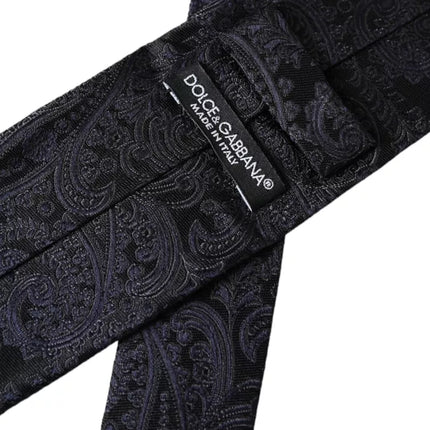 Black Patterned 100% Silk Adjustable Men Tie