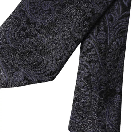 Black Patterned 100% Silk Adjustable Men Tie