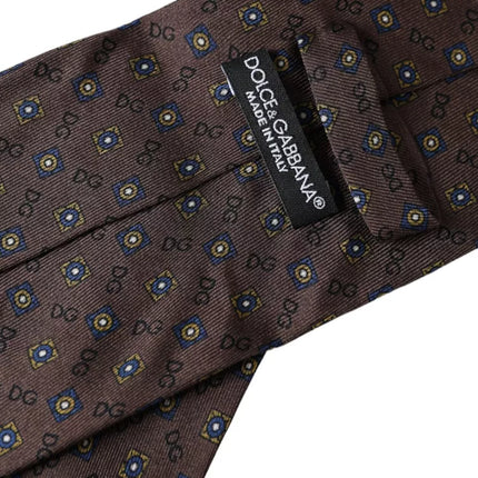 Brown Silk Branded Logo Adjustable Men Tie