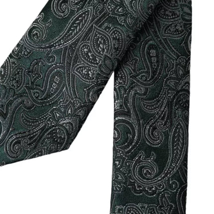 Green Floral Pattern 100% Silk Adjustable Men Tie