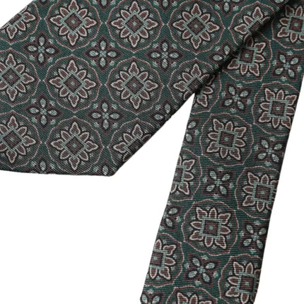 Green Patterned 100% Silk Adjustable Men Tie