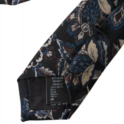 Black Floral Pattern Silk Adjustable Men Tie