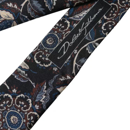 Black Floral Pattern Silk Adjustable Men Tie