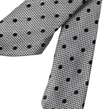 Black White Dot Fantasy Silk Adjustable Men Tie