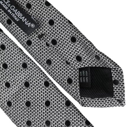 Black White Dot Fantasy Silk Adjustable Men Tie