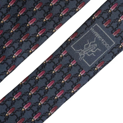 Blue Bug Print Silk Adjustable Men Tie