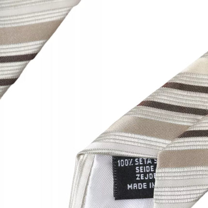 Beige Stripes Fantasy Silk Adjustable Men Tie