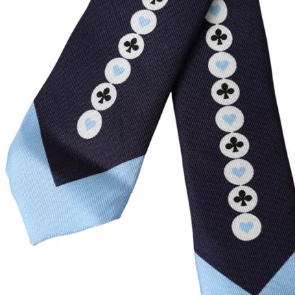 Blue Card Deck Symbols Adjustable Tie