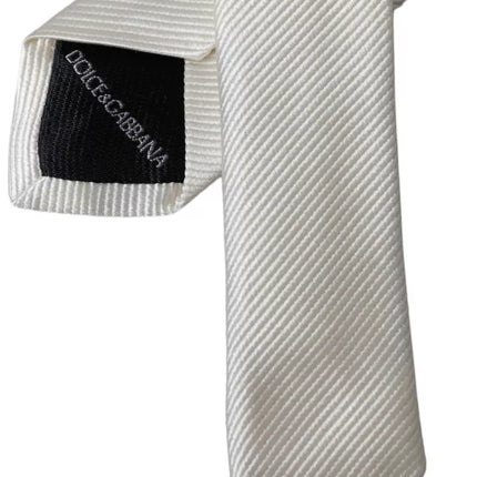 White Solid 100% Silk Adjustable Tie