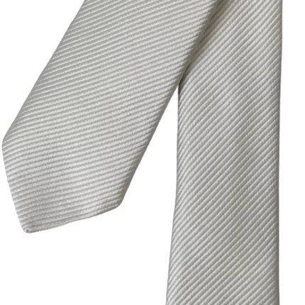 White Solid 100% Silk Adjustable Tie