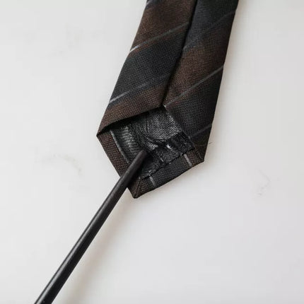 Brown Black Stripes Silk Adjustable Tie