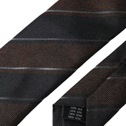 Brown Black Stripes Silk Adjustable Tie