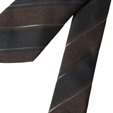 Brown Black Stripes Silk Adjustable Tie