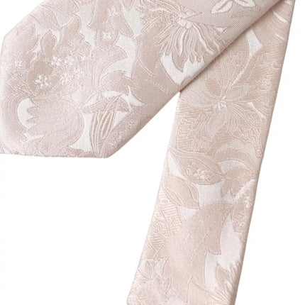 Off White Floral Brocade Silk Adjustable Men Tie