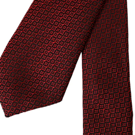 Red Patterned 100% Silk Adjustable Men Tie