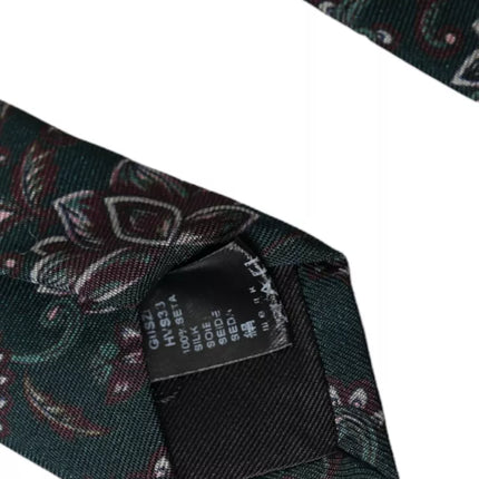 Green Floral Print Silk Adjustable Men Tie