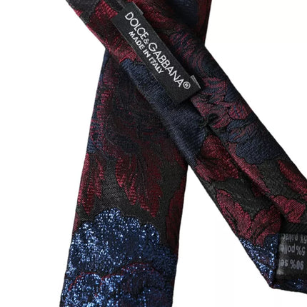 Red Blue Floral Fantasy Silk Adjustable Men Tie